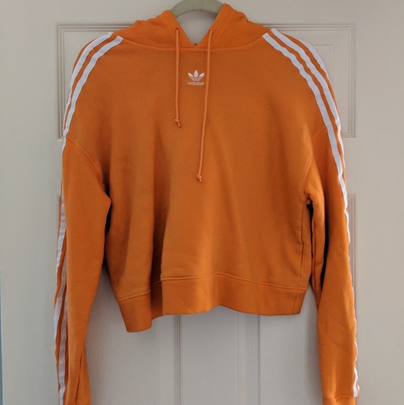 orange adidas cropped hoodie